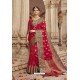 Red Silk Weaving Worked Designer Saree