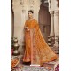 Orange Silk Weaving Worked Designer Saree