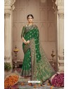 Dark Green Rani Silk Weaving Worked Designer Saree