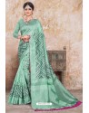 Aqua Mint Zoya Art Silk Digital Printed Saree