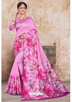 Light Pink Zoya Art Silk Digital Printed Saree