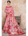 Light Red Zoya Art Silk Digital Printed Saree