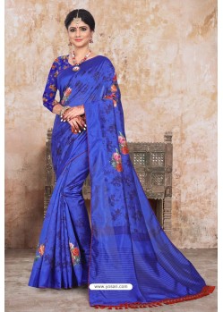 Royal Blue Zoya Art Silk Digital Printed Saree