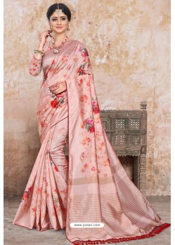 Amazing Peach Zoya Art Silk Digital Printed Saree