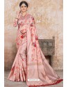 Amazing Peach Zoya Art Silk Digital Printed Saree