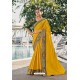 Yellow Silk Satin Georgette Designer Party Wear Saree