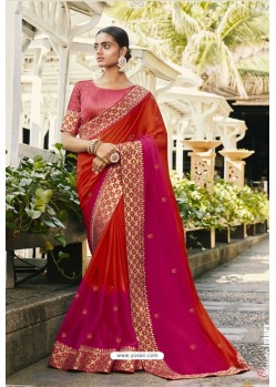 Multi Colour Silk Satin Georgette Designer Party Wear Saree