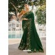 Dark Green Silk Satin Georgette Designer Party Wear Saree