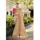 Light Beige Silk Satin Georgette Designer Party Wear Saree