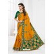 Mustard Satin Silk Heavy Designer Wedding Saree