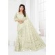 Fabulous Off White Net Heavy Designer Wedding Saree