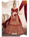 Red Kashmiri Velvet Designer Bridal Lehenga Choli