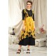Black And Yellow Rayon Readymade Kurti With Georgette Jacket