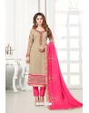 Beige And Rani Georgette Straight Suit