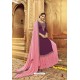 Purple And Pink Pure Satin Georgette Designer Suit