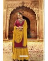 Red And Yellow Pure Satin Georgette Designer Suit