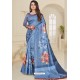 Blue Zoya Art Silk Printed Saree