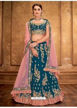 Teal Taffeta Silk Designer Lehenga Choli