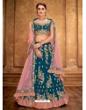 Teal Taffeta Silk Designer Lehenga Choli