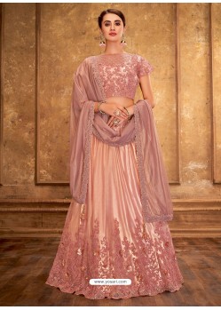 Peach Satin Silk Designer Lehenga Choli