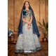 Grey And Blue Fancy jacquard And Net Designer Lehenga Choli