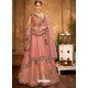 Peach Weaved Silk Designer Lehenga Choli