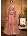 Peach Weaved Silk Designer Lehenga Choli