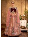 Pink And Maroon Weaved Silk Designer Lehenga Choli