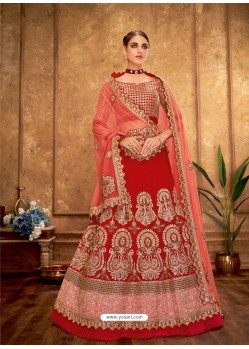 Red Silk Designer Lehenga Choli