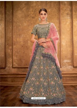 Grey Tissue Designer Lehenga Choli