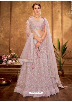 Baby Pink Fancy Suede Designer Lehenga Choli