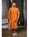 Orange Art Banarasi Silk Kurta Pajama