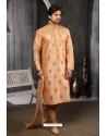 Light Orange Art Banarasi Silk Kurta Pajama