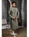 Grey Art Banarasi Silk Kurta Pajama