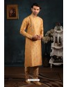 Mustard Art Banarasi Silk Kurta Pajama