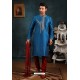 Peacock Blue Art Banarasi Silk Kurta Pajama