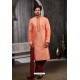 Peach Art Banarasi Silk Kurta Pajama