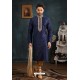 Navy Blue Art Banarasi Silk Kurta Pajama