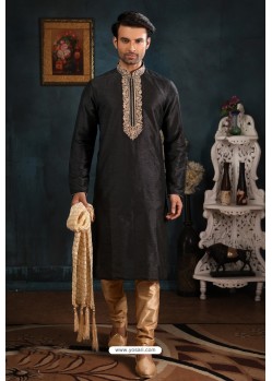 Black Art Banarasi Silk Kurta Pajama