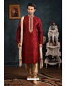 Maroon Art Banarasi Silk Kurta Pajama
