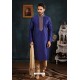 Dark Blue Art Banarasi Silk Kurta Pajama