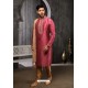 Rose Red Art Banarasi Silk Kurta Pajama