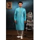 Sky Blue Art Banarasi Silk Kurta Pajama