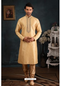 Beige Art Banarasi Silk Kurta Pajama