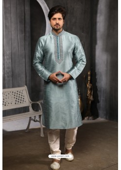 Silver Art Banarasi Silk Kurta Pajama