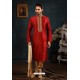 Red Art Banarasi Silk Kurta Pajama