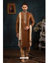 Brown Art Banarasi Silk Kurta Pajama