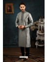 Grey Art Banarasi Silk Kurta Pajama