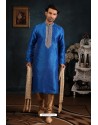 Royal Blue Art Banarasi Silk Kurta Pajama