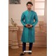 Turquoise Art Banarasi Silk Kurta Pajama